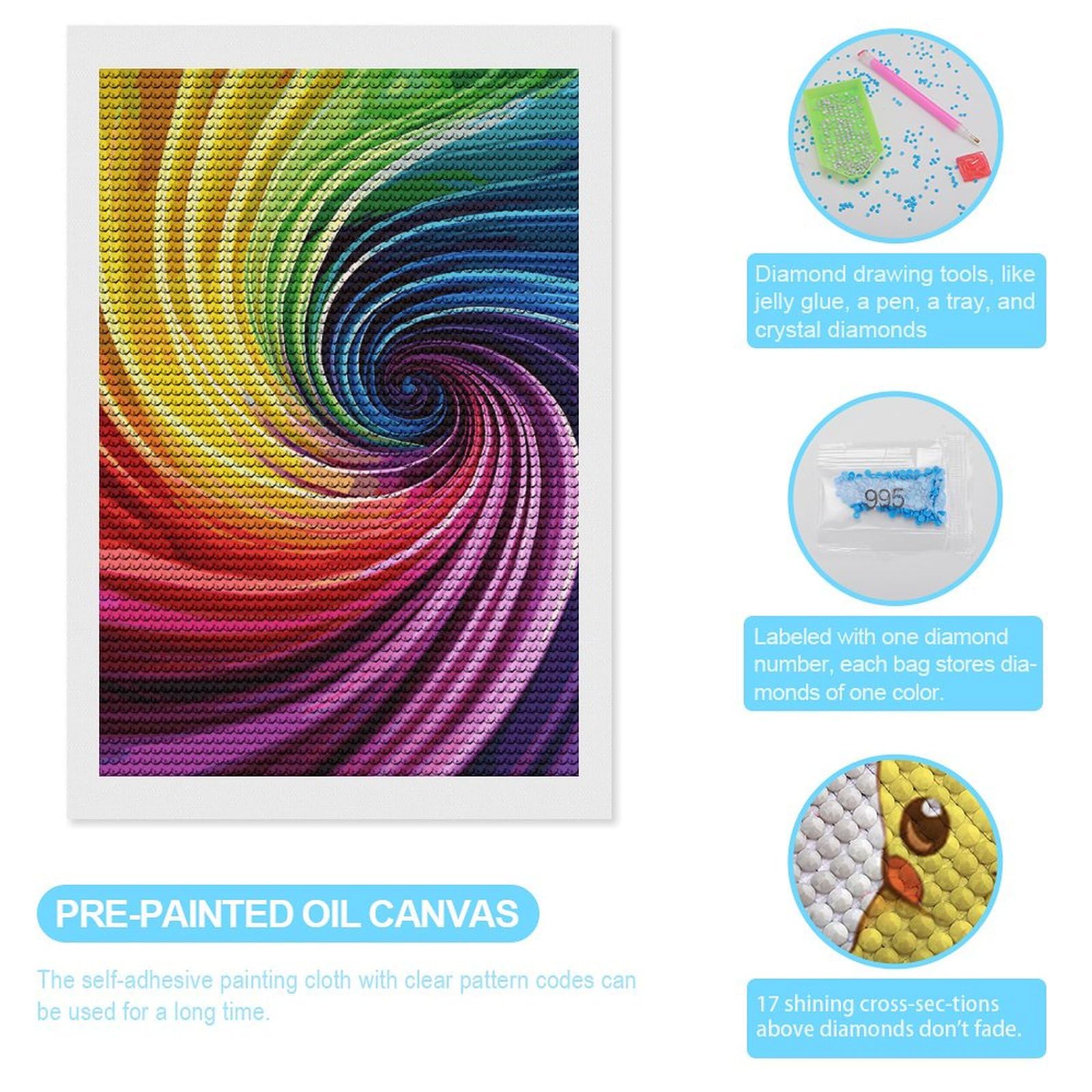 Amazon.com: RTFGHJS Rainbow Spiral Diamond Painting Kit - 8